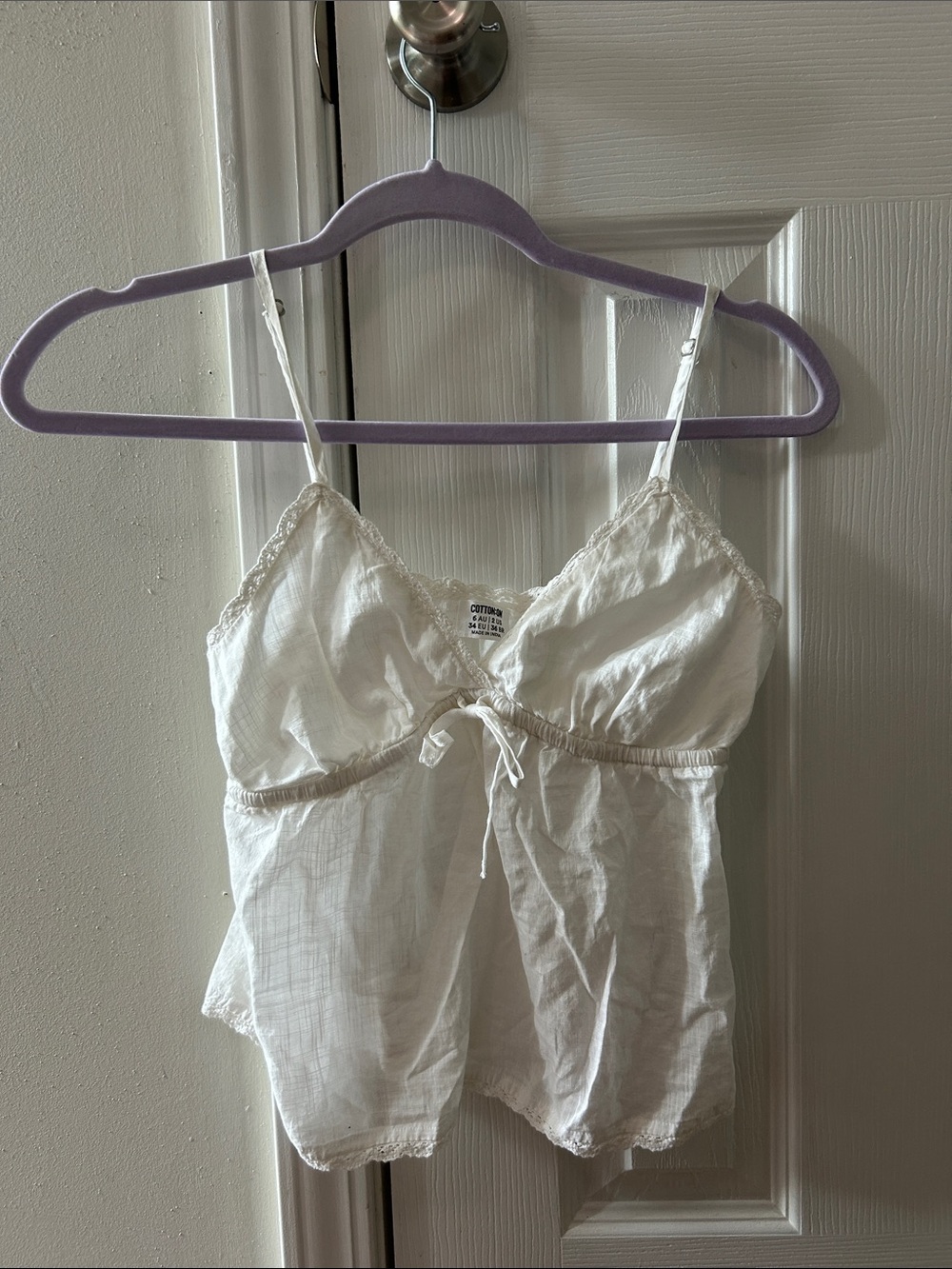 Cotton On White Lace-Trim Sleep Cami